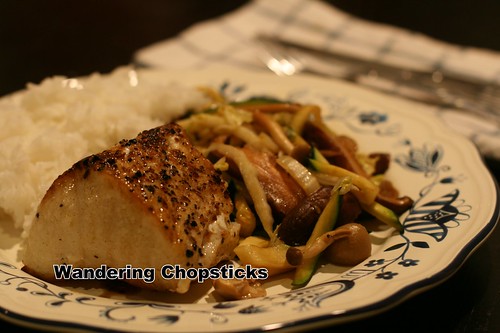 Sea Bass with Mushroom, Cabbage, and Zucchini Stir-Fry 2