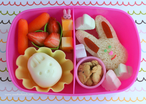 3rd birthday bunny themed bento lunch for preschooler