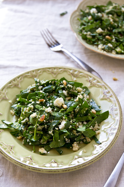 Spinach and Quinoa Salad with Goat Cheese and Pine Nuts