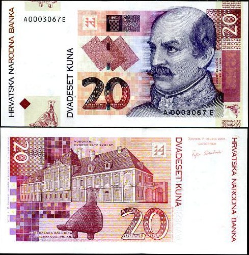 20 Kuna Chorvátsko 2001, Pick 39