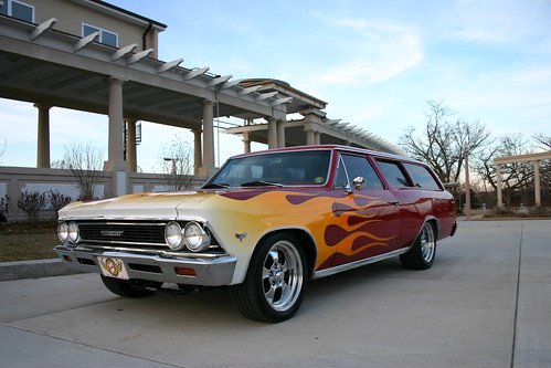 1966 Chevelle Custom 2 door WagonThis 1966 Chevelle Custom 2 Door Wagon was brought to us by it's owner TV show host Chuck Hanson for some custom flames