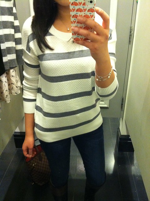 Forever 21 Striped Pointelle Sweater, sz M