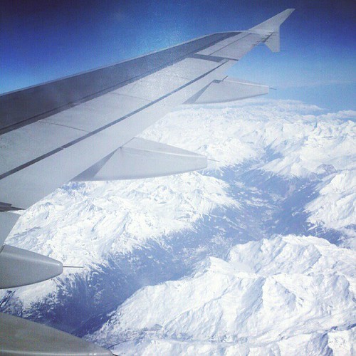 Homeward bound over the Alps yesterday afternoon