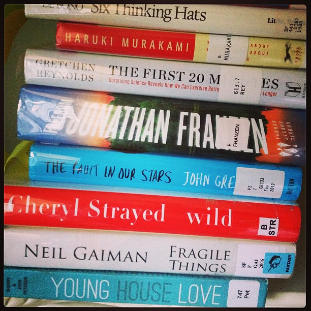 The to-read stack. (Today I posted about how I read 100 books in 2012, on TaraSwiger.com)