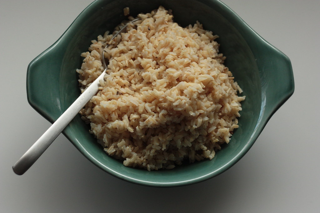 brown rice, by rooted vegan