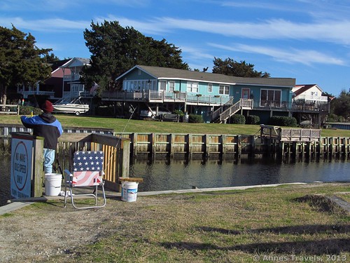 Fishing platform on the canal at Sailfish Street Park, Holden Beach, North Carolina