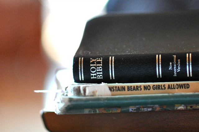 bible on stack of books