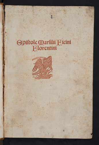 Title-page printed in red in Ficinus, Marsilius: Epistolae