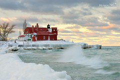 "February Girl" Point Betsie Lighthouse by Michigan Nut