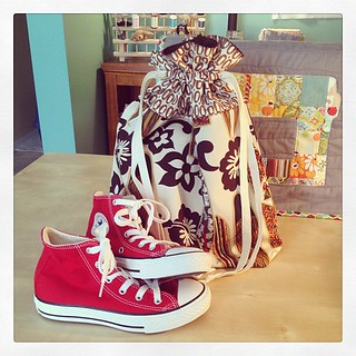 Channeled my inner @missletterm and made a @jenib320 drawstring bag to hold my nephew's birthday Chucks! ☺