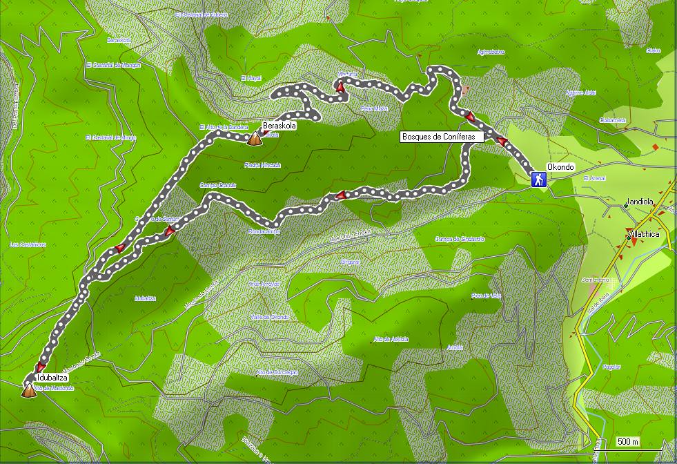 Mapa 2013_03_09 Idubaltza y Beraskola desde Okondo