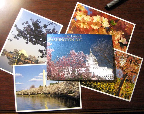 Washington, DC postcards in a DC hotel
