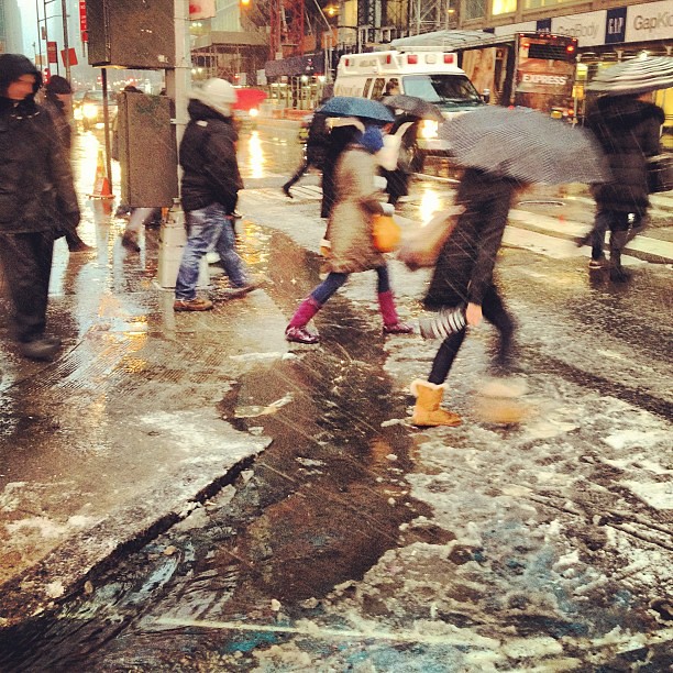 Rivers of slush running through Times Square #Nemo