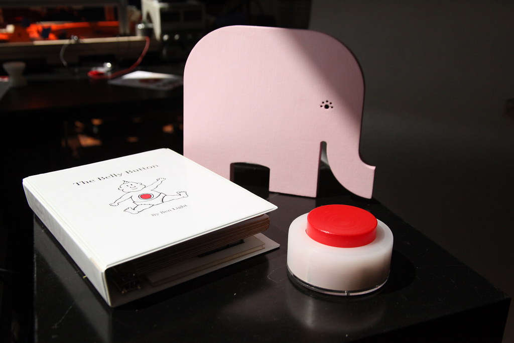 Book, Elephant, and Button