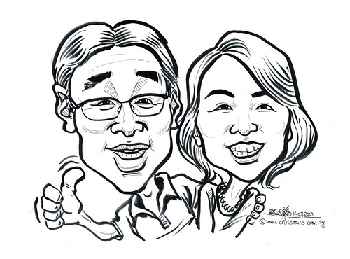 Mr and Mrs Morihiko Nagaguchi live caricatures