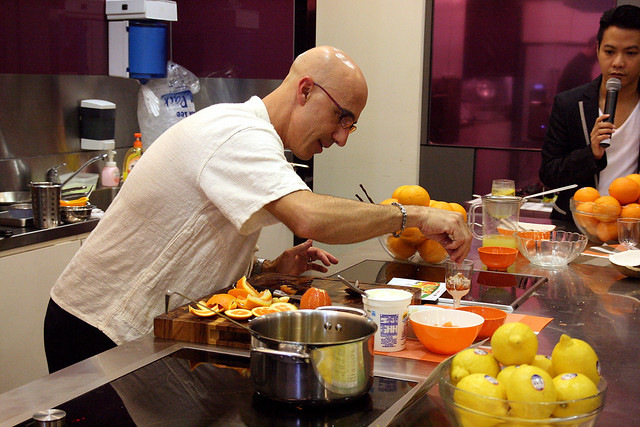 Chef Robert Danhi layering the parfait