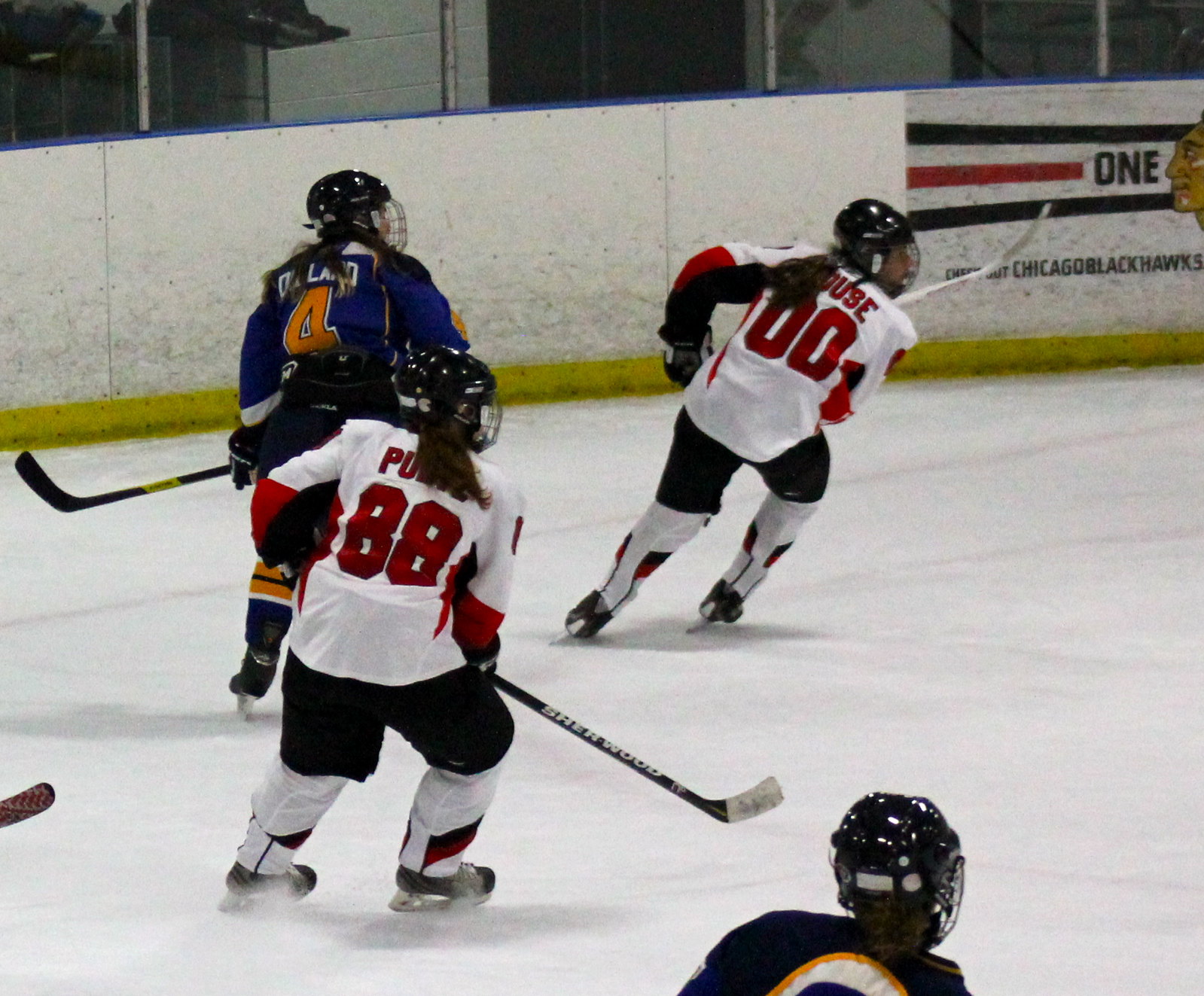 The Chicago Fury U14 AAA girls hockey team vs St. Louis Lady Blues at Arctic Ice Arena in Orland ...