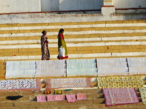 Saris drying in the sun in Benares (Varanasi, India)