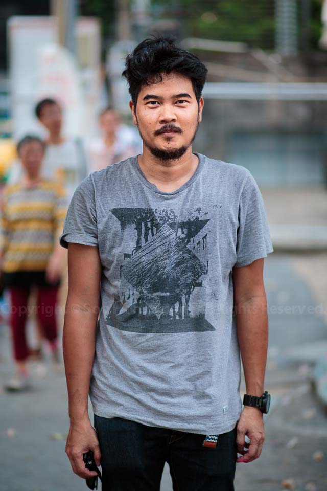 Portrait of Thai artist Rukkit Kuanhawate @ Bukruk Street art festival, Bangkok, Thailand