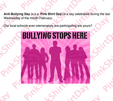 WED is PINK SHIRT Day