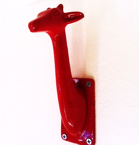 Red Giraffe Metal Wall Hook Hanger
