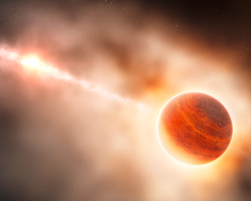 Artist's impression of a gas giant planet forming in the disc around the young star HD 100546