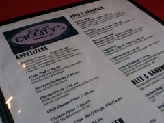 Diggity's menu