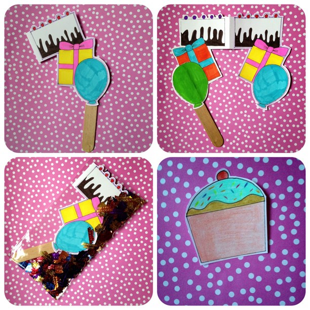 A friend saw my elevated envelope lollipops and told me she wanted something like it. As its her birthday I decided to make a #cake #present and #balloon #icelolly. The #cupcake is the address label. As you can see I included #birthday #confetti for this 