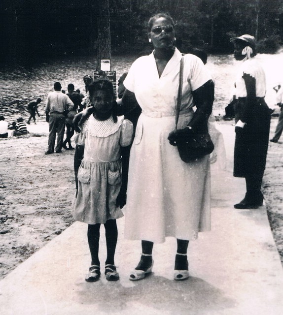 Park visitors at the beach, Prince Edward State Park for Negroes (now Twin Lakes State Park)