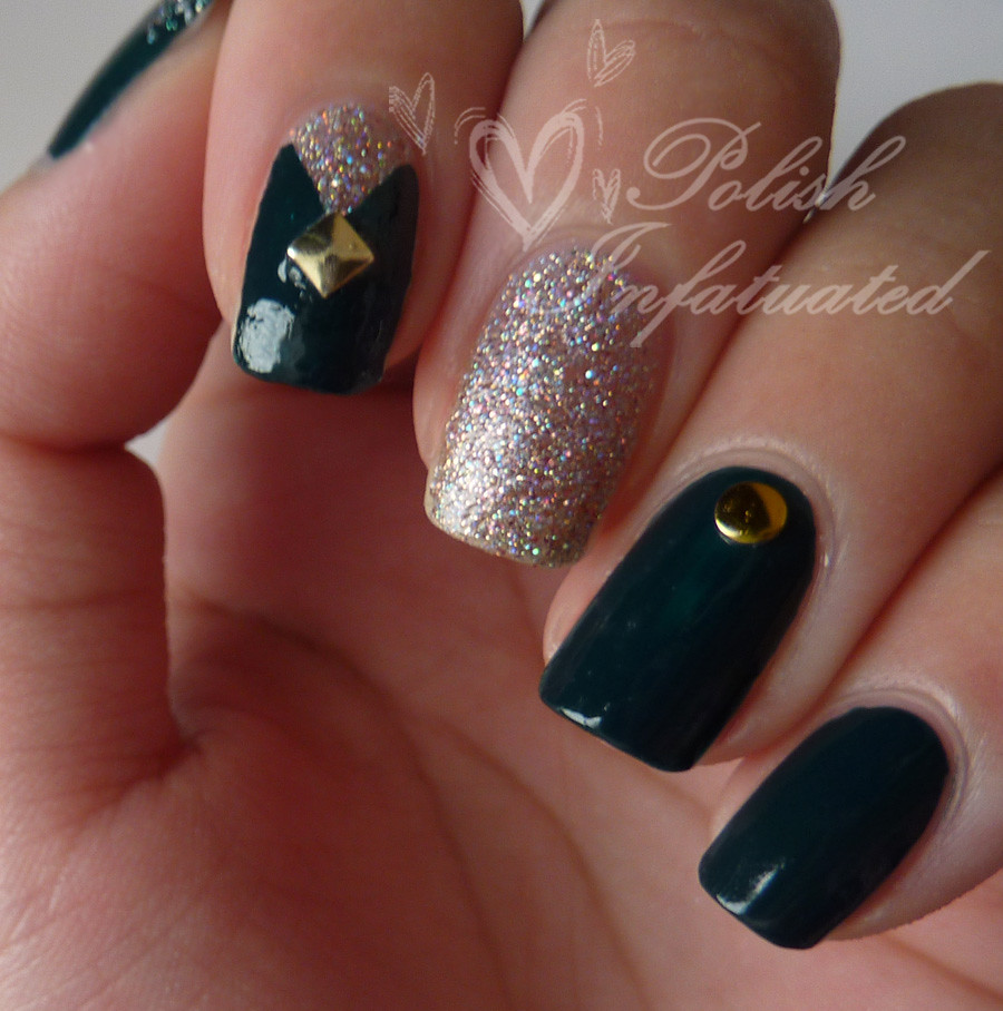 teal, glitter and studs