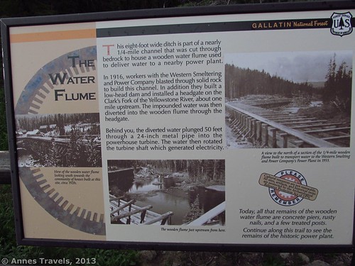 Sign about the water flume along the Flume Trail, Beartooth Secnic Highway, Gallatin National Forest, Montana