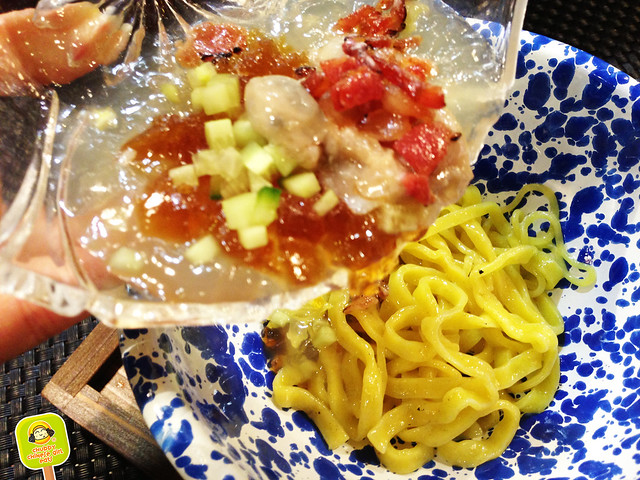 YUJI RAMEN - 5 course ramen tasting - gelatin ramen and oyster broth over noodles 2
