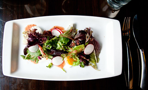 Roasted golden and red beets, goat cheese salad