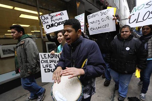 Students in Chicago protesting the closure of 61 school buildings by Mayor Rahm Emanuel, the former chief of staff for the Obama administration. The plan to close schools are being repeated throughout the United States. by Pan-African News Wire File Photos