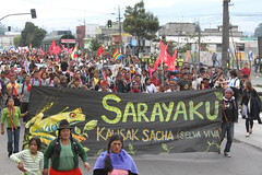 Sarayaku部落2012年3月抗議石油開發。照片提供：看守亞馬遜