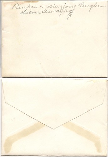 Reuben and Marjorie Brigham silver anniversary envelope