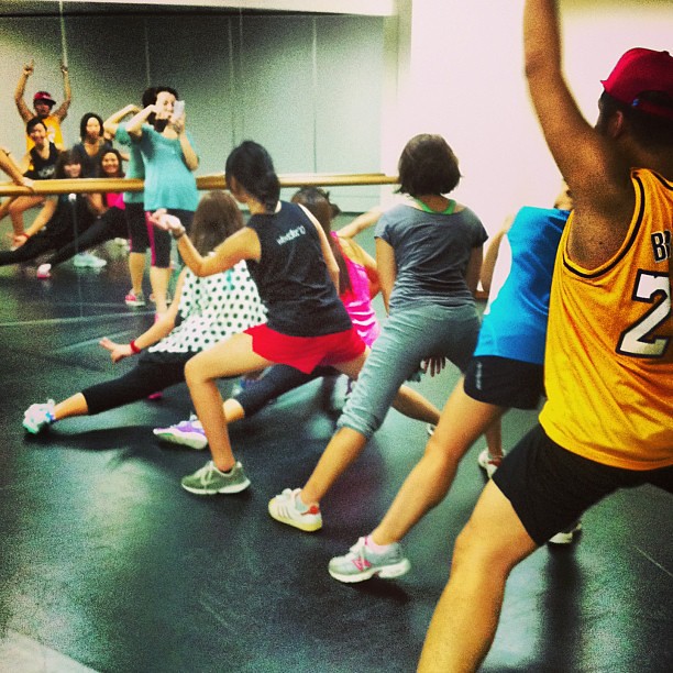 Clowning around in the dance studio after Zumba lesson (photo by me)