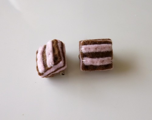 Pink and Brown Square Mini Brooches