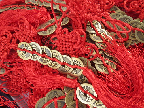 Chinese Lucky Charm: Red Tassles and Gold Coins