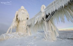 "Gnarly Ice" St. Joseph Lighthouse by Michigan Nut