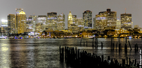 Boston Skyline At Night... by Swapan Jha