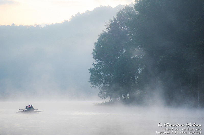 Raft in Misty Dawn