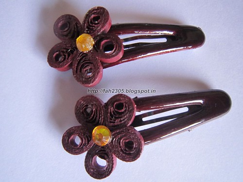 Handmade Jewelry - Paper Quilling Flower Clips  (1) by fah2305