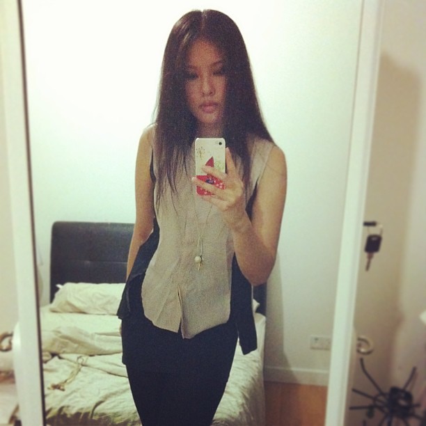 Ootd. Dip-back tuxedo style top from @whitesoot #fashion #ootd #lookoftheday