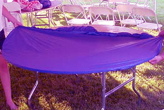Purple 60 inch Round Plastic Elastic Table Cover