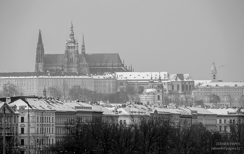 Prague with snow by Zdenek Papes
