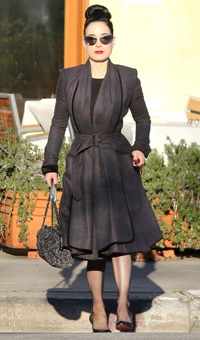 3 Dita Von Teese wearing Burberry in Los Angeles 12th January 2013