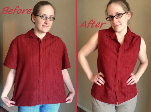 Sleeveless Blouse Refashion Before & After