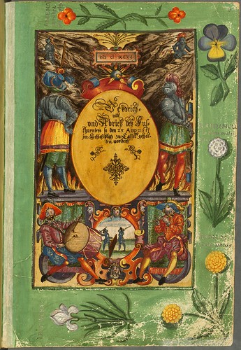018-Portada de una de las cabalgatas-Descripción del bautismo de la dama Isabel de Hesse-1598-Biblioteca Estatal de Baviera
