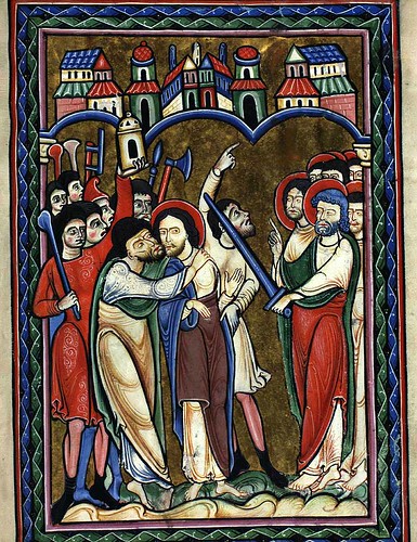 010-Judas traiciona a Cristo-14 recto-The Copenhagen Psalter- 1175-1200- Thott 143 2º-The Royal Library